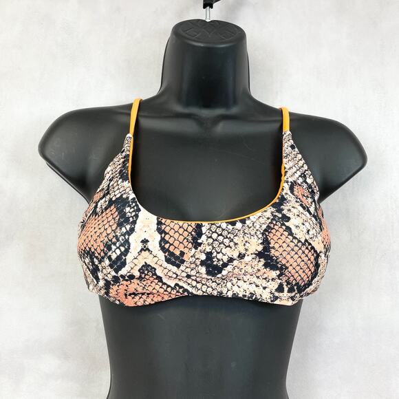 Zaful Womens Bikini Swim Top Small US 4 Snakeskin Animal Print Festival Beach - Picture 1 of 10